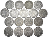 1920 - 1936 Better Grade British Silver Halfcrowns Lot (17 Coins) - Date Run