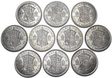 1937 - 1946 High Grade British Silver Halfcrowns Lot (10 Coins) - Date Run