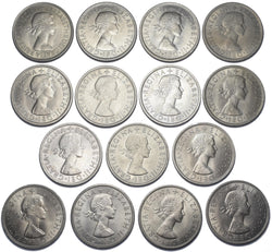 1953 - 1967 High Grade British Halfcrowns Lot (15 Coins) - Date Run