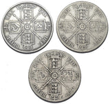 1887 - 1889 Florins Lot (3 Coins) - Victoria British Silver Coins - Date Run