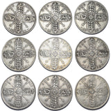 1911 - 1919 Florins Lot (9 Coins) - George V British Silver Coins - Date Run