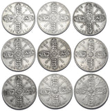 1911 - 1919 Florins Lot (9 Coins) - George V British Silver Coins - Date Run