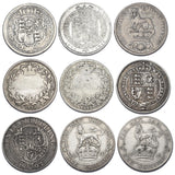 1817 - 1915 Shillings Lot (9 Coins) - British Silver Coins - All Different Types