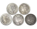 1816 - 1820 Shillings Lot (5 Coins) - George III British Silver Coins - Date Run