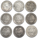 1893 - 1901 Shillings Lot (9 Coins) - Victoria British Silver Coins - Date Run