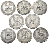 1902 - 1910 Shillings Lot (8 Coins) - Edward VII British Silver Coins