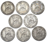 1902 - 1910 Shillings Lot (8 Coins) - Edward VII British Silver Coins