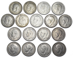 1920 - 1936 Better Grade British Silver Shillings Lot (17 Coins) - Date Run