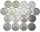 1920 - 1936 Better Grade British Silver Shillings Lot (17 Coins) - Date Run