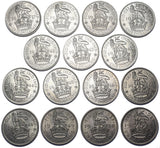 1937 - 1951 High Grade British Silver English Shillings Lot (15 Coins)