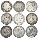 1816 - 1918 Sixpences Lot (9 Coins) - British Silver Coins - All Different Types