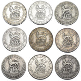 1911 - 1919 Sixpences Lot (9 Coins) - George V British Silver Coins - Date Run