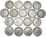 1920 - 1936 Better Grade British Silver Sixpences Lot (17 Coins) - Date Run