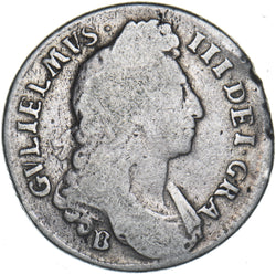 1696 B Shilling (Bristol Mint) - William III British Silver Coin