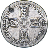 1696 B Shilling (Bristol Mint) - William III British Silver Coin