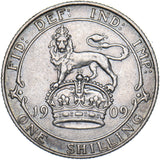 1909 Shilling - Edward VII British Silver Coin - Nice