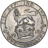 1912 Shilling - George V British Silver Coin - Very Nice