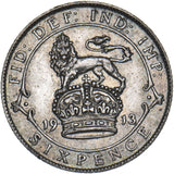 1913 Sixpence - George V British Silver Coin - Nice