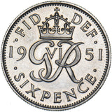 1951 Proof Sixpence - George VI British  Coin - Superb