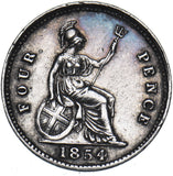 1854 Groat (Fourpence) - Victoria British Silver Coin - Nice