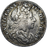 1697 Sixpence (Rare 2nd Bust, R/I) - William III British Silver Coin - Nice