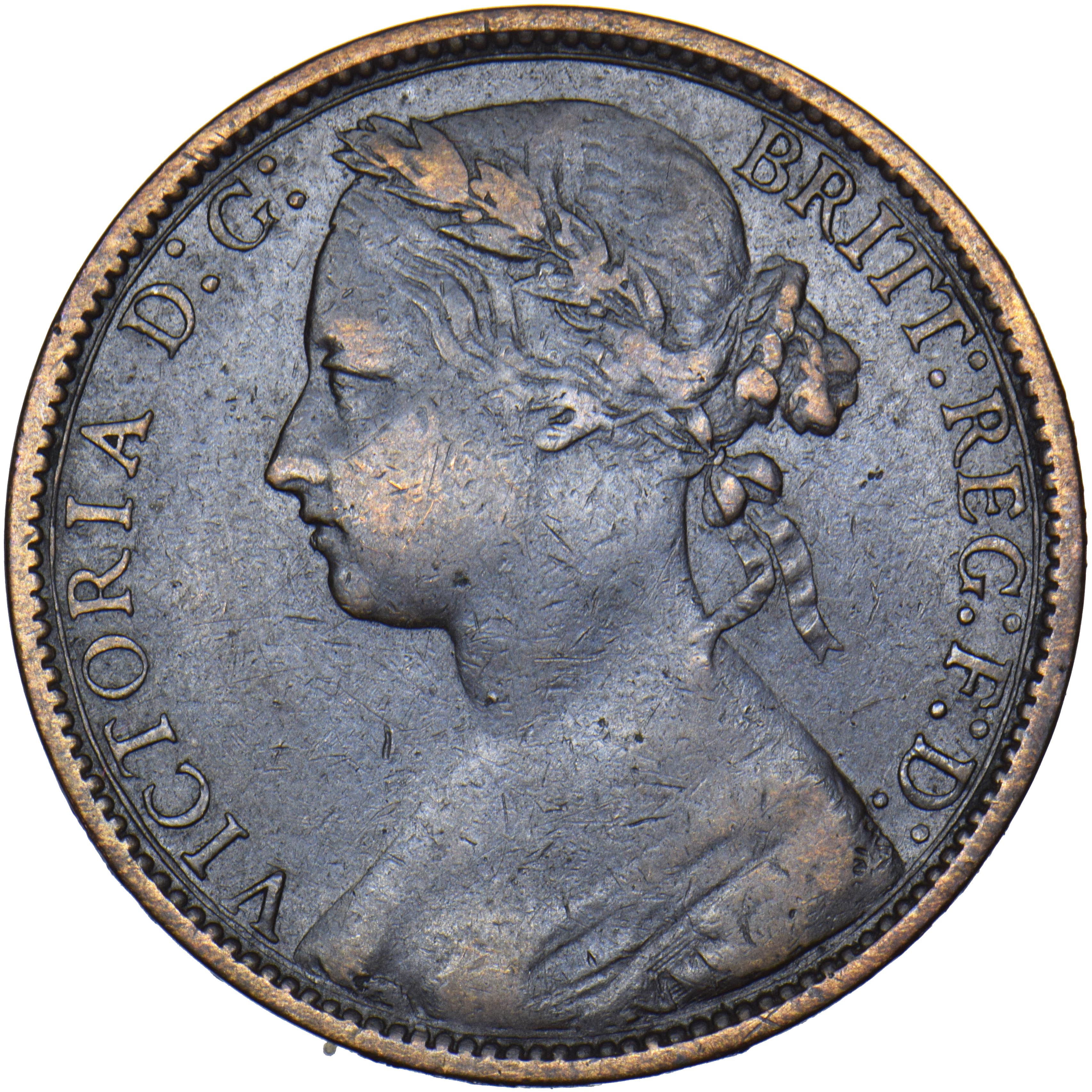 1875 H Penny Victoria British Bronze Coin Nice The Coin King