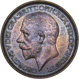 1925 Halfpenny (Modified Effigy) - George V British Bronze Coin - Very Nice