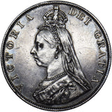 1887 Double Florin (Roman 1) - Victoria British Silver Coin - Very Nice