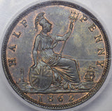 1862 Halfpenny (LCGS 80) - Victoria British Bronze Coin - Superb