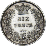 1877 Sixpence - Victoria British Silver Coin - Very Nice