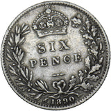 1890 Sixpence - Victoria British Silver Coin