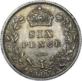 1887 Sixpence - Victoria British Silver Coin - Nice