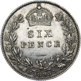 1893 Sixpence - Victoria British Silver Coin - Very Nice