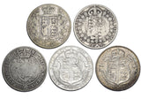 1883 - 1915 Halfcrowns Lot (5 Coins) - British Silver Coins - Different Types