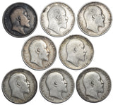 1902 - 1910 Shillings Lot (8 Coins) - Edward VII British Silver Coins