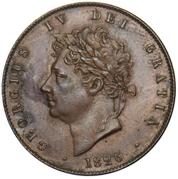 1826 Halfpenny - George IV British Copper Coin - Very Nice